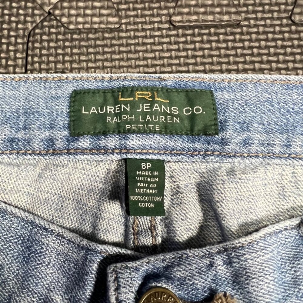 Lauren Ralph Lauren Petite Light Wash Denim Jeans 8P Straight Leg 100% Cotton Ca - Picture 6 of 6